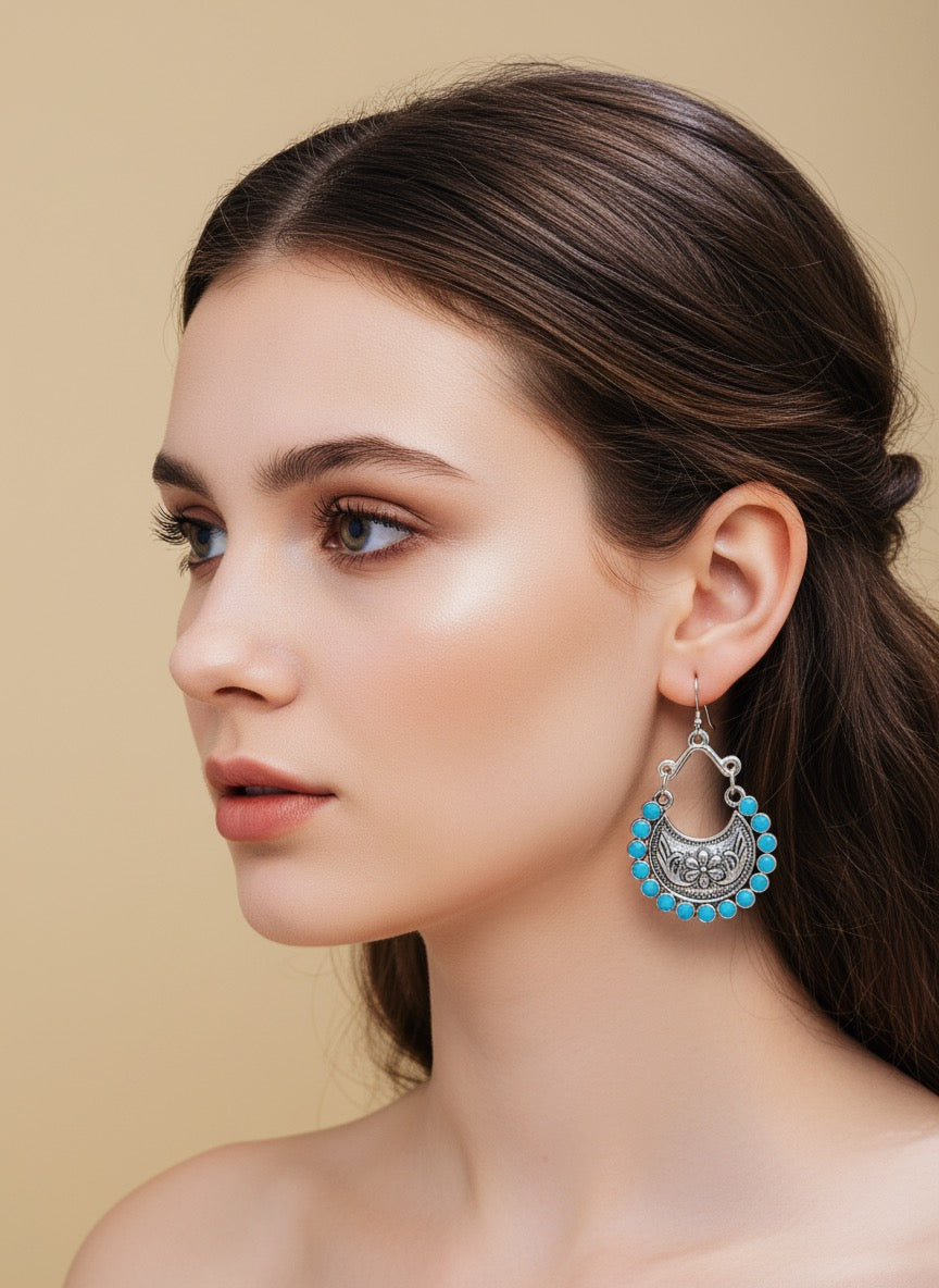 silver & baby blue jhumka