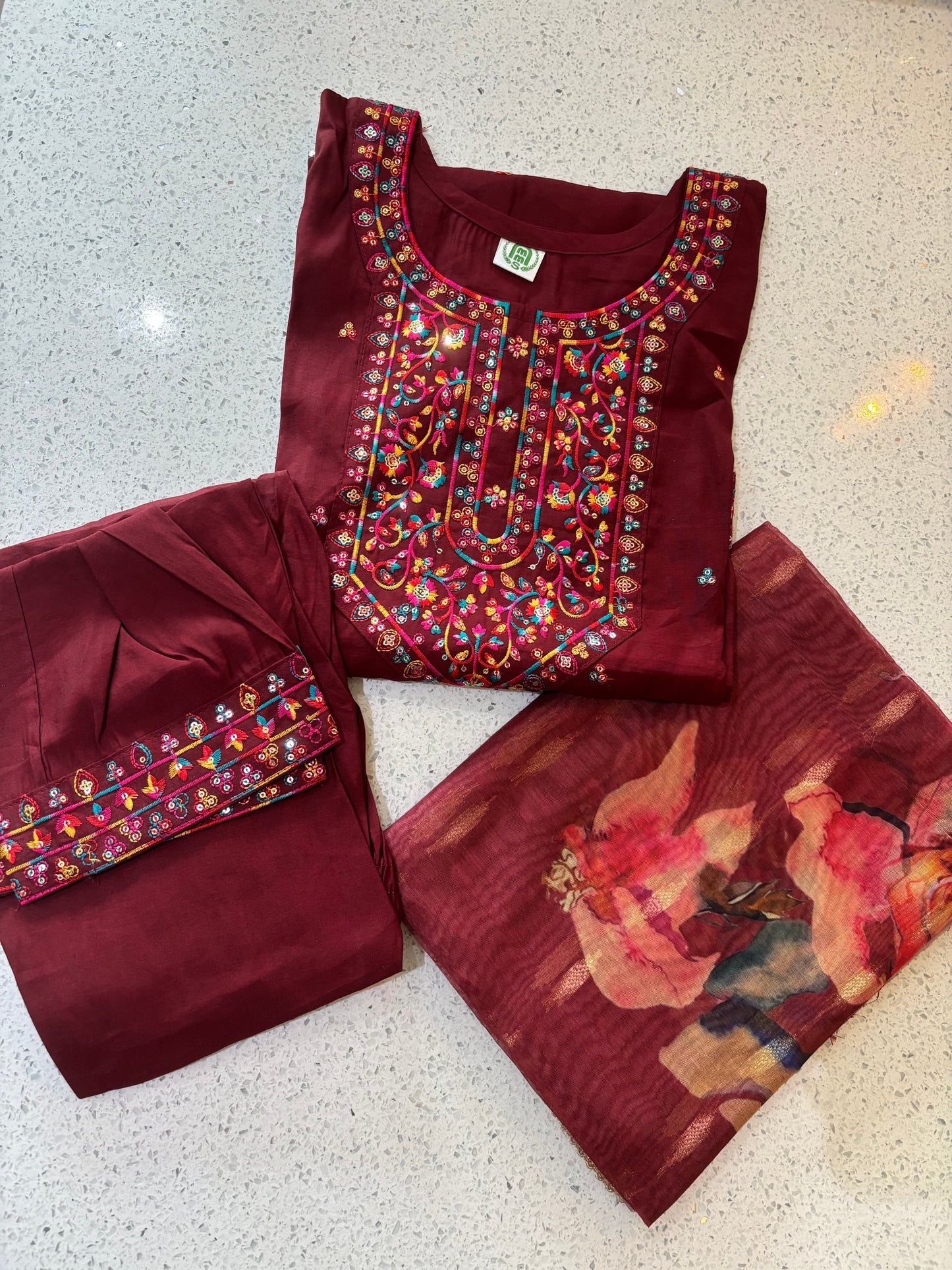 wine red kurta set
