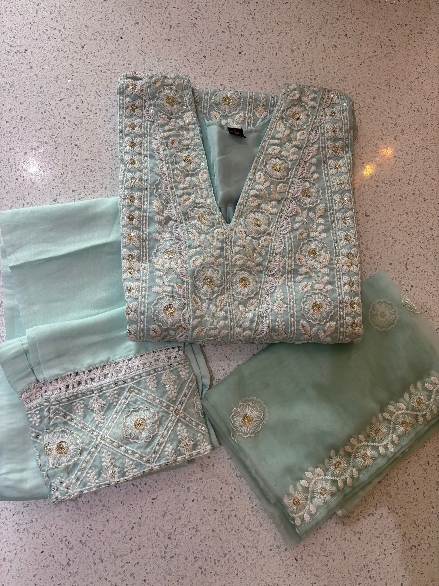 Powder blue kurta set
