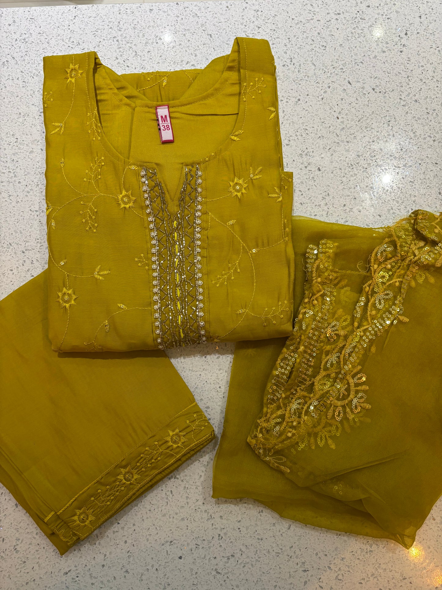 Mustard Embroidered Suit