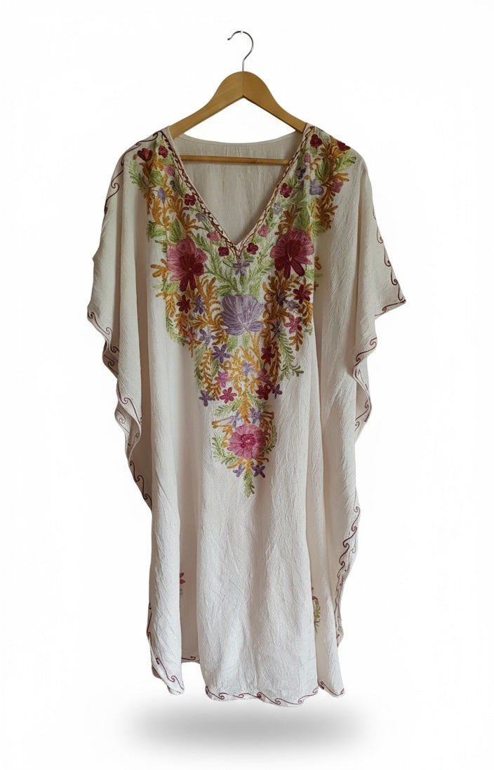 White & Multi colour Kaftan