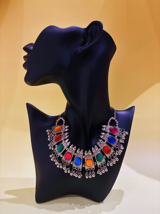 Multi-colour kundan necklace