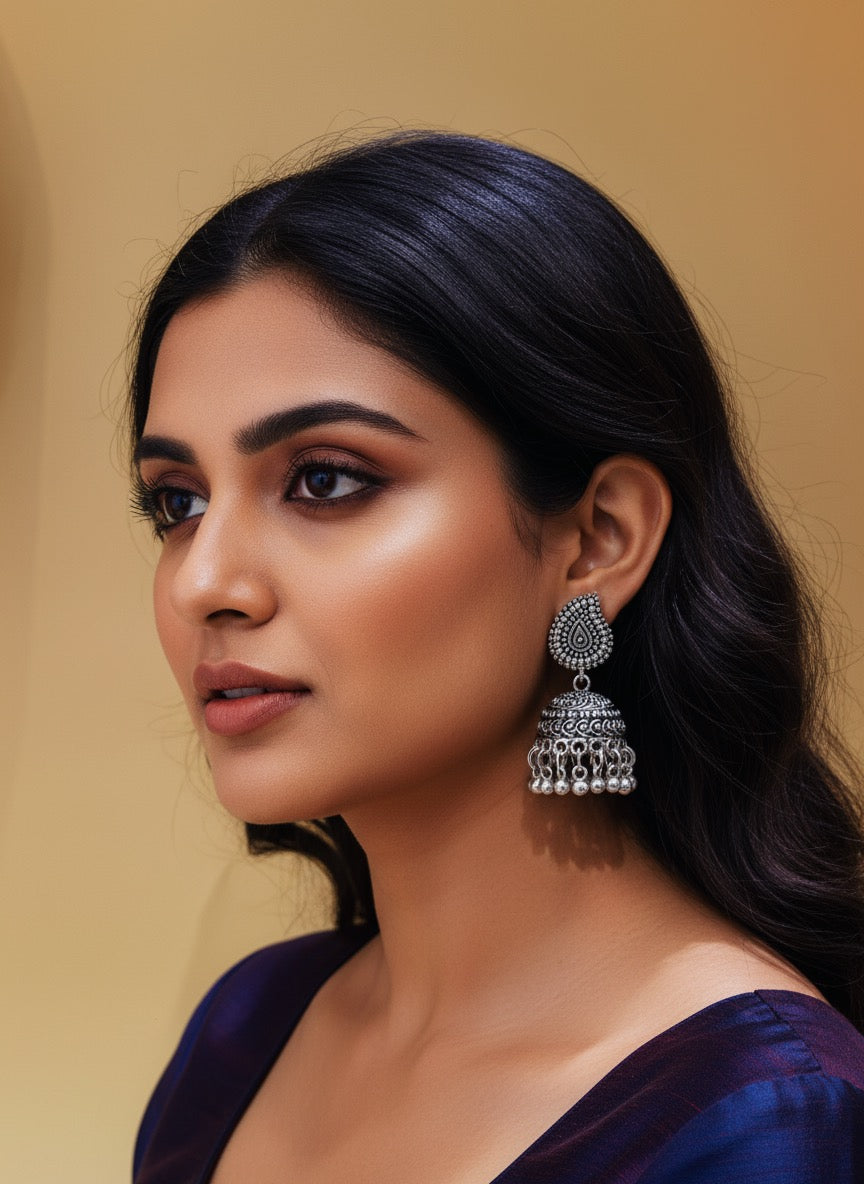 Leaf stud mini jhumka