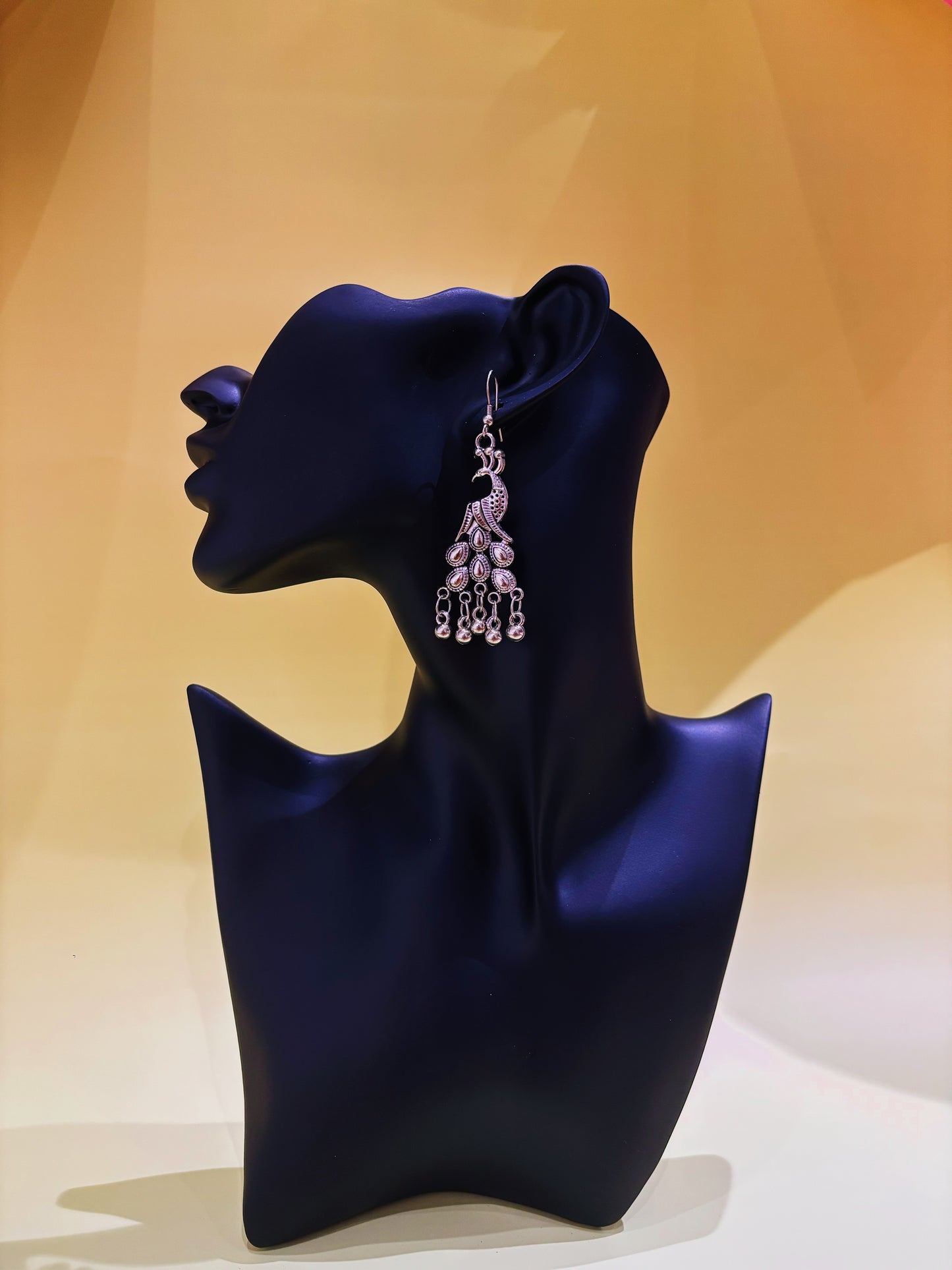 Silver Peacock antique earring