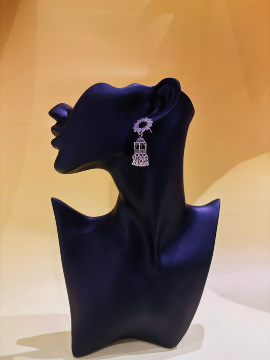 Royal Lantern silver Jhumka Earring