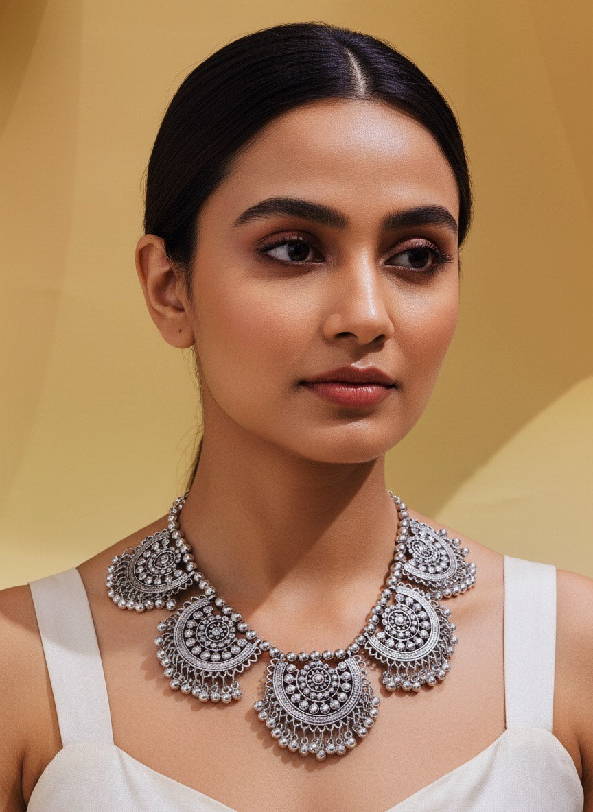 Oxidised silver necklace