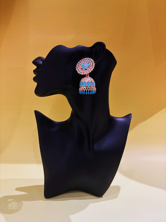 Blue stone jhumka