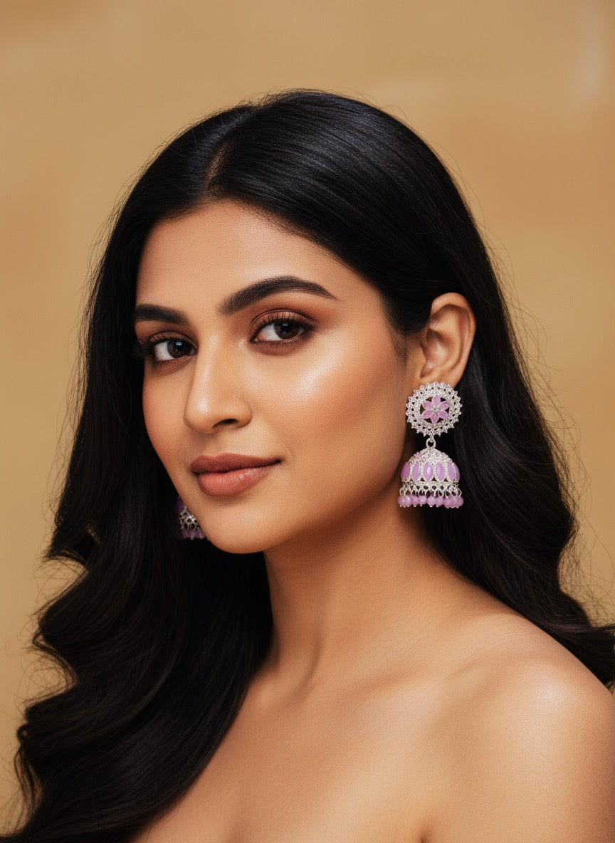 Baby purple stone jhumka