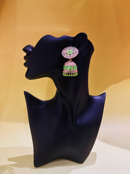 Green stone jhumka