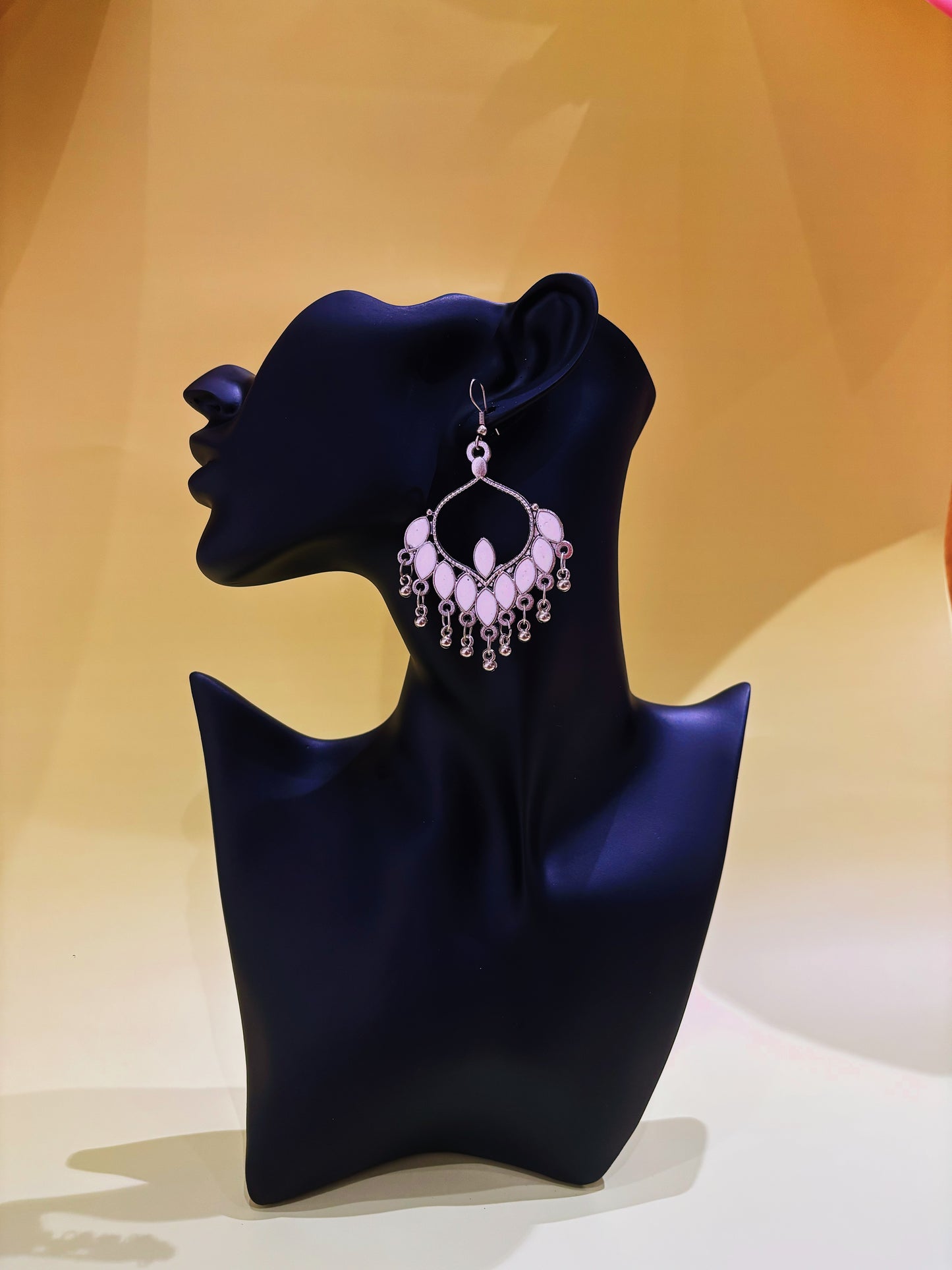 White teardrop chandelier earring