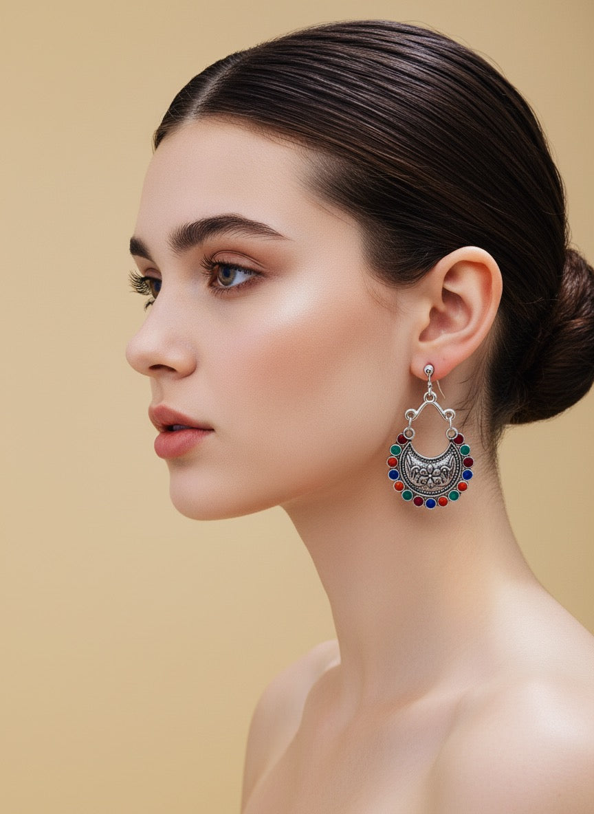 Multi colour dangle earring