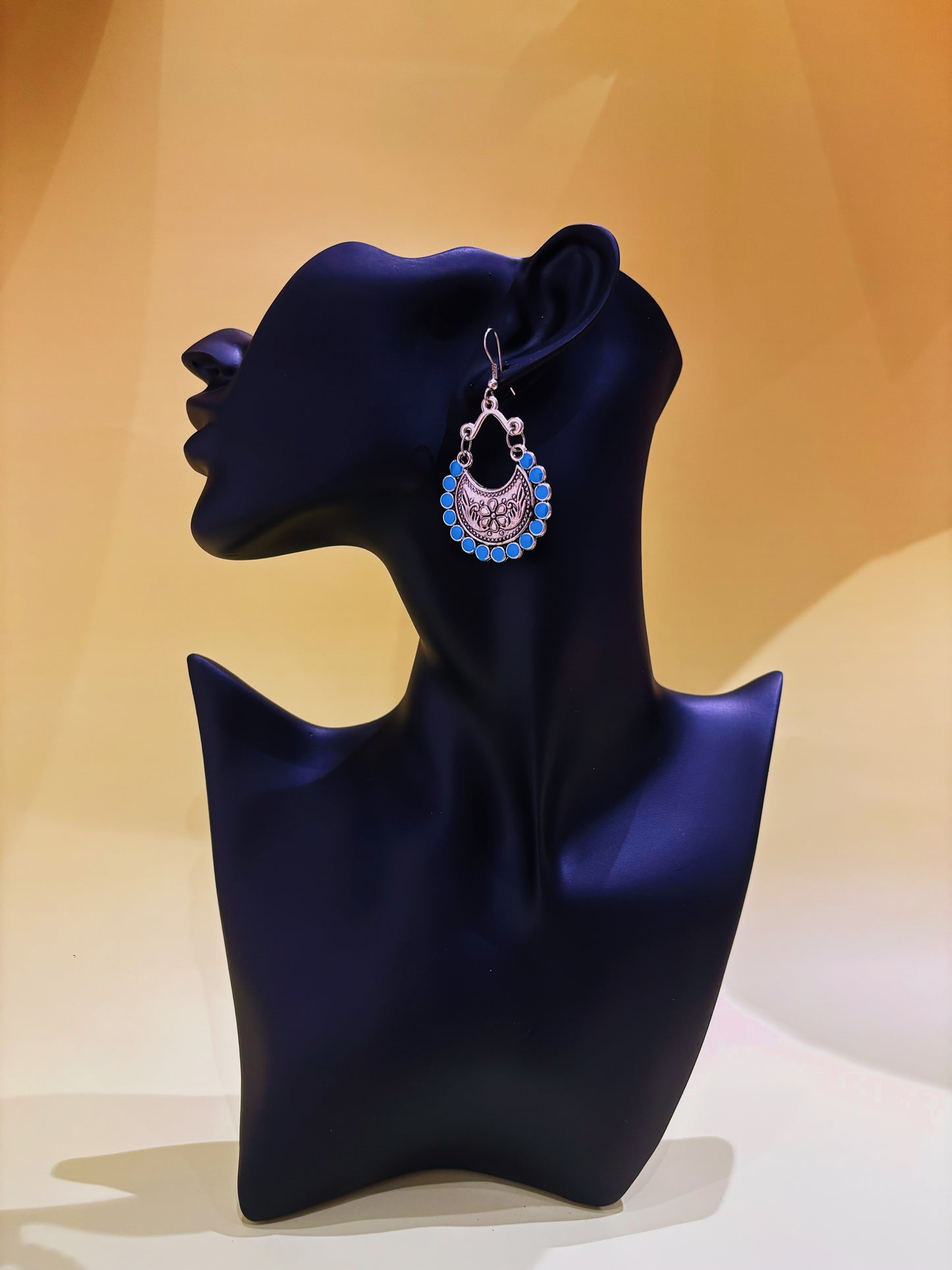 silver & baby blue jhumka