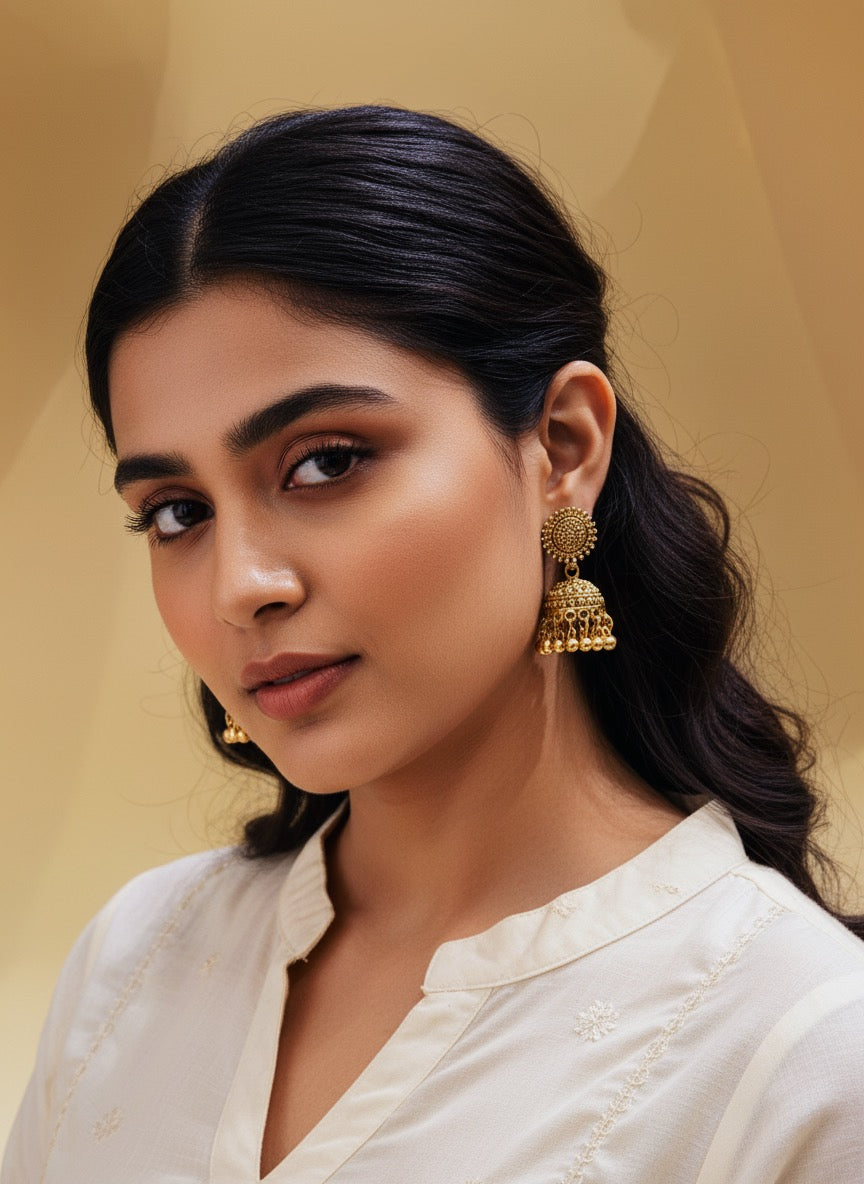 Yellow gold mini jhumka