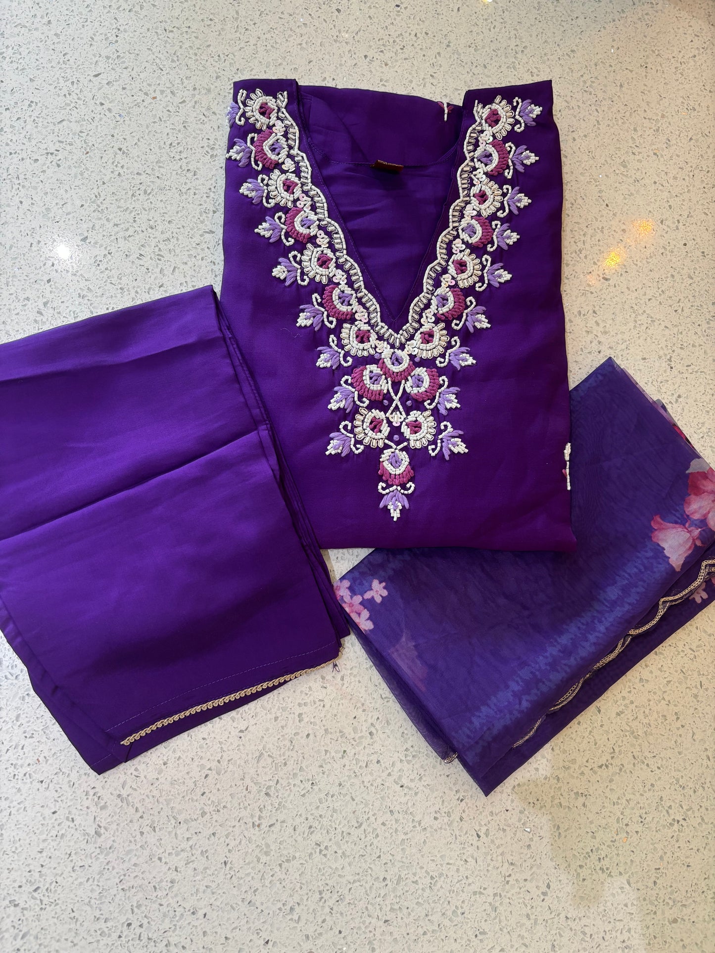 purple kurta set