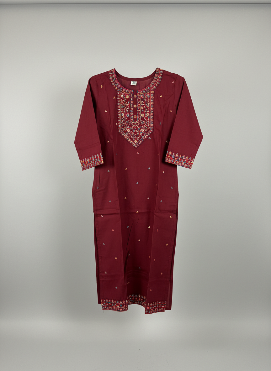 Wine red kurta set
