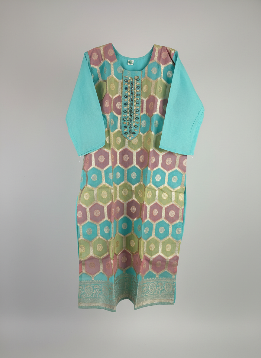 Aqua Royale Banarasi Silk Suit Set