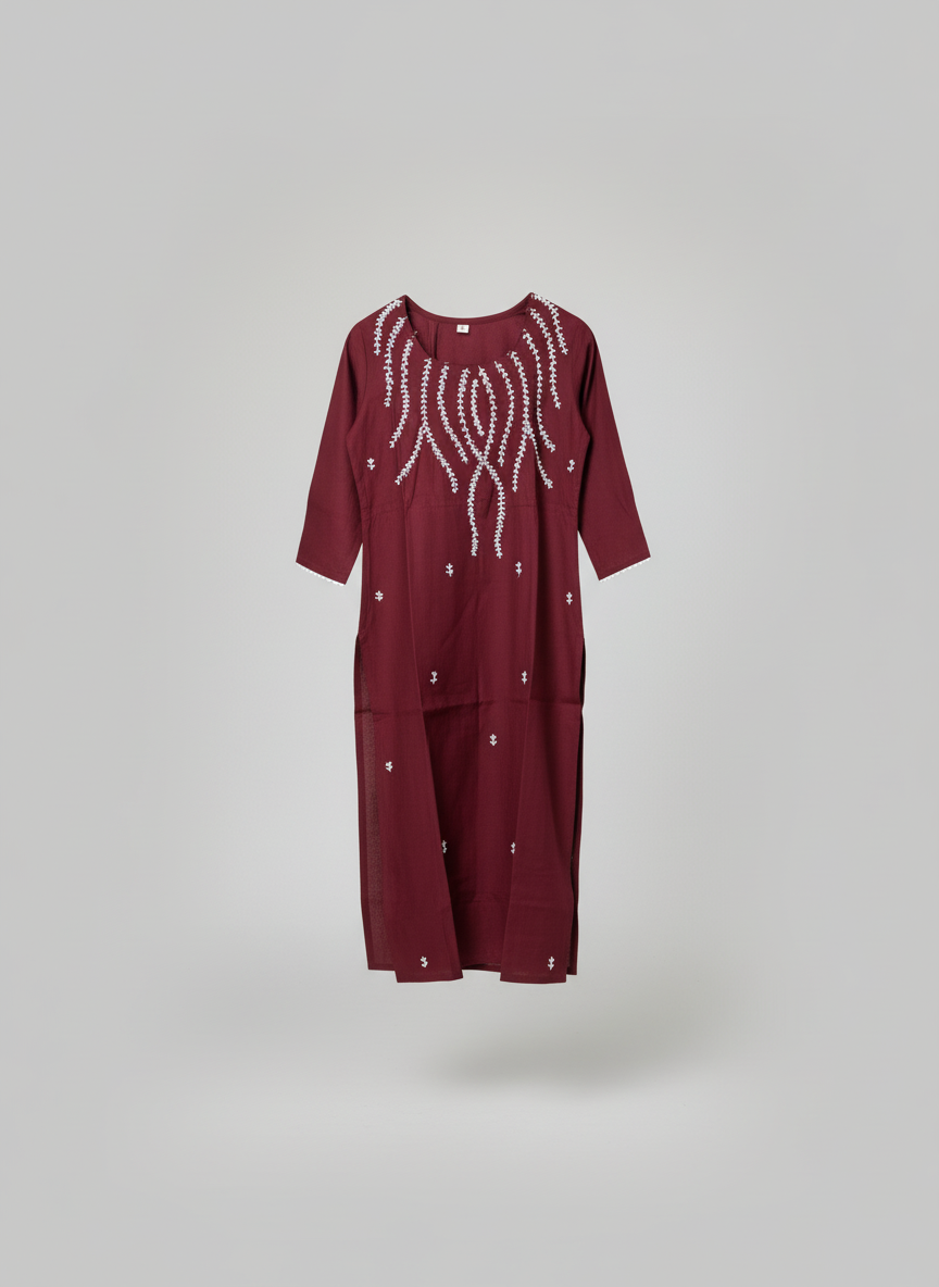 Maroon Ethnic Embroidered Set
