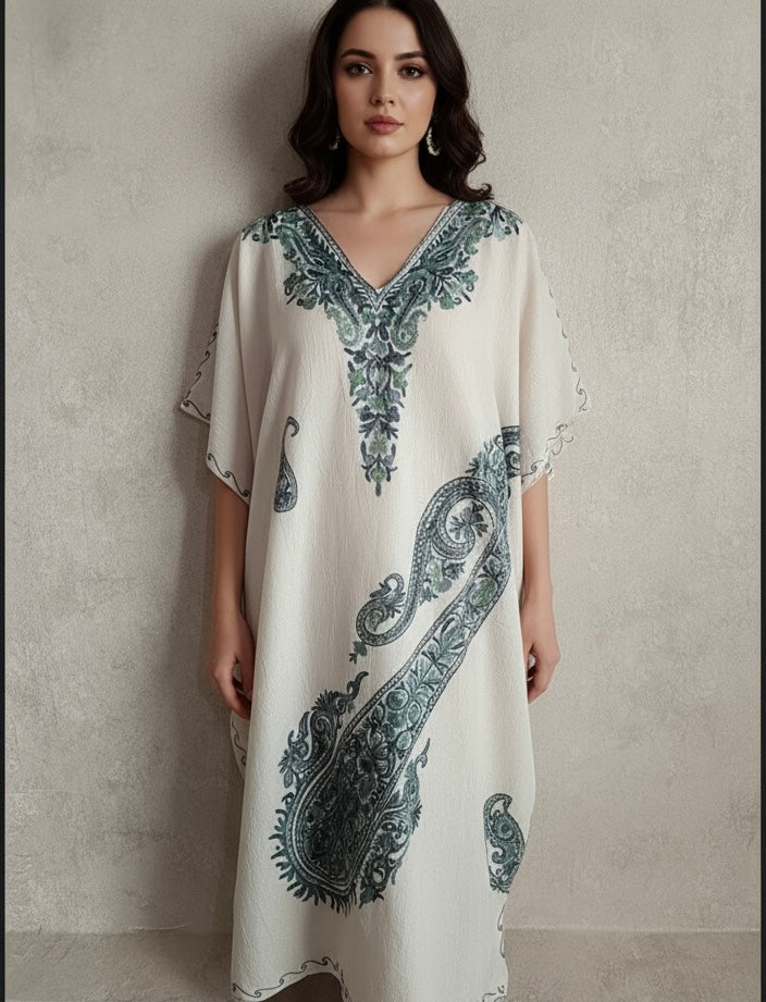 White & Teal kaftan