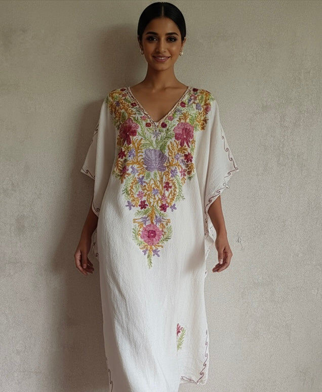 White & Multi colour Kaftan