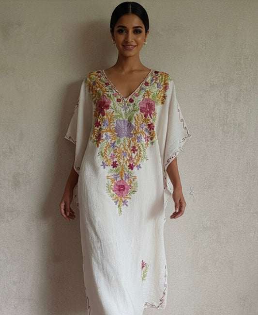 White & Multi colour Kaftan