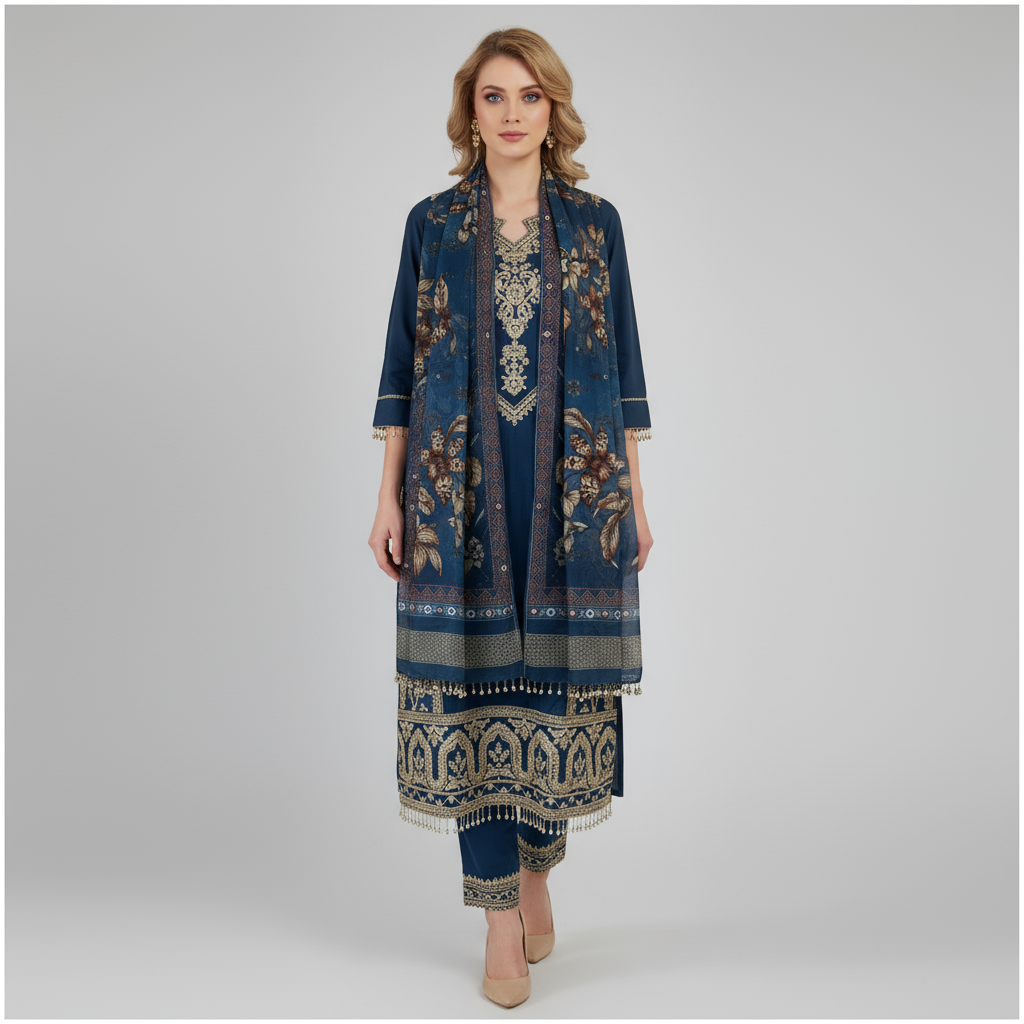 Midnight blue kurta set