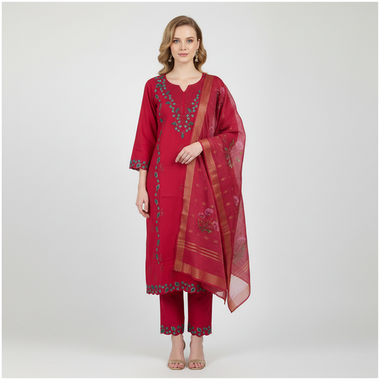 Rich carmine kurta set