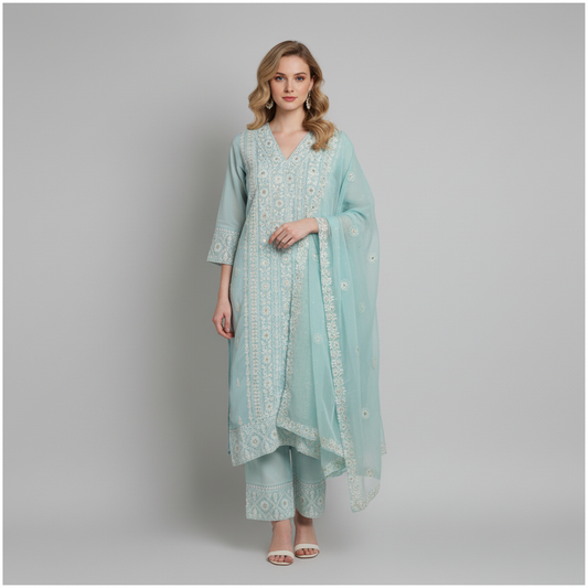 Powder blue kurta set