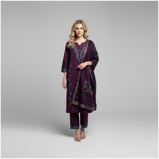 Purple and blue kurta set