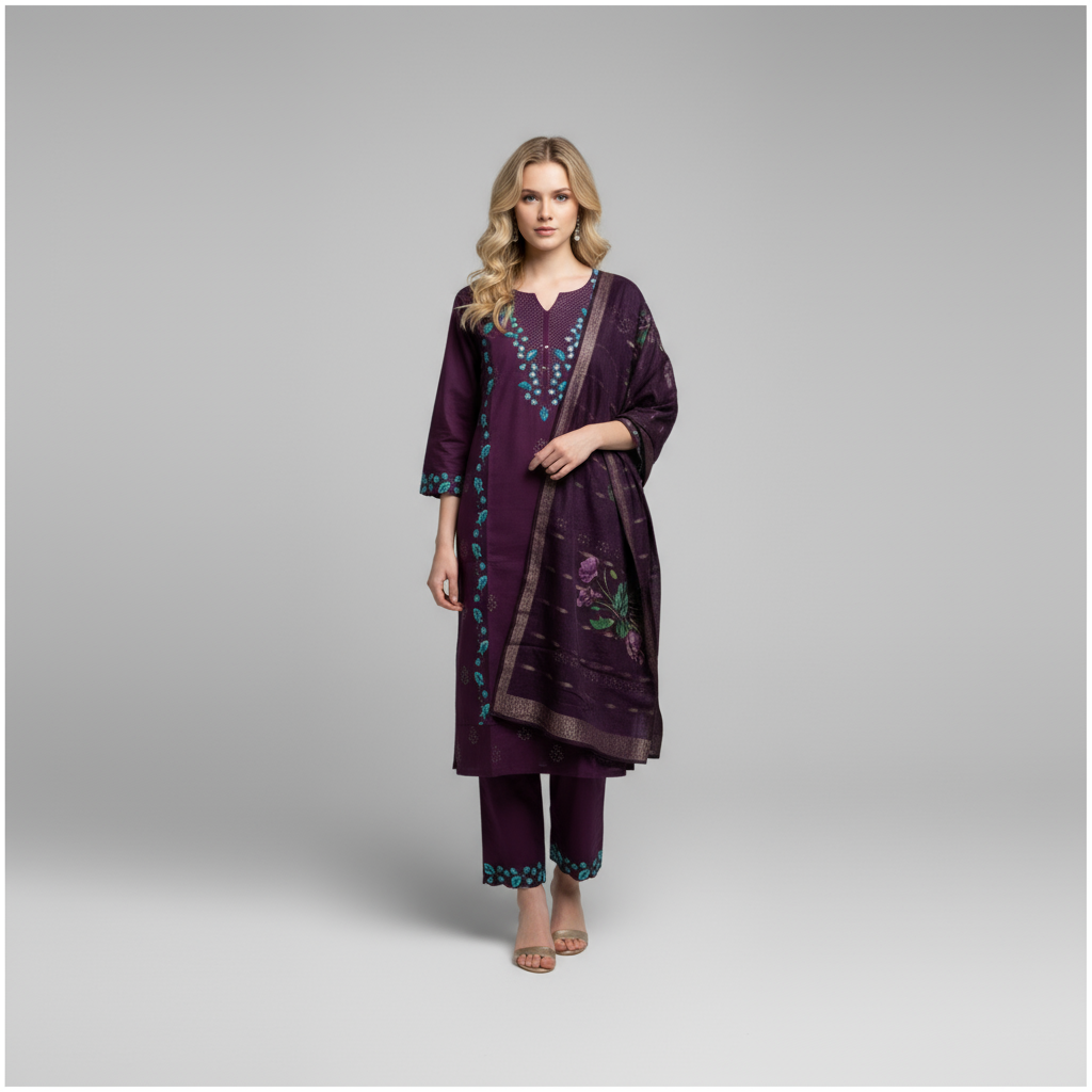 Dark purple kurta set