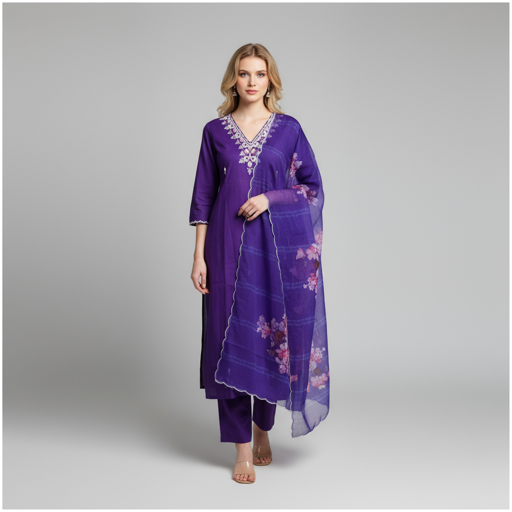 purple kurta set